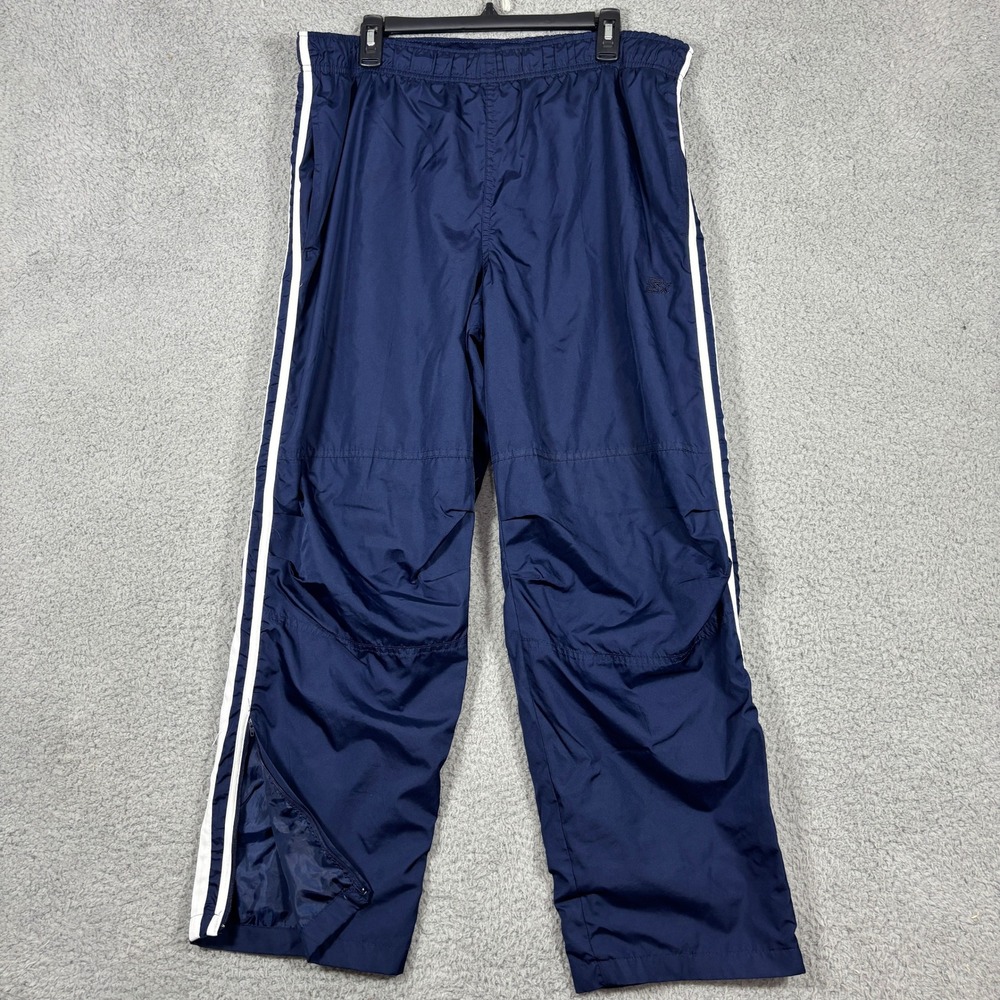 Vtg Y2K Starter Track Pants Mens L Navy Blue Windbreaker Double Knee Ankle Zip